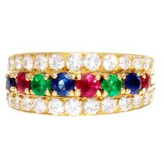 Van Cleef & Arpels Emerald Ruby Sapphire Diamond Gold Ring