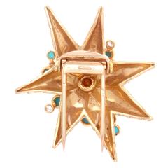 Cartier Turquoise Diamond Gold Starfish Brooch