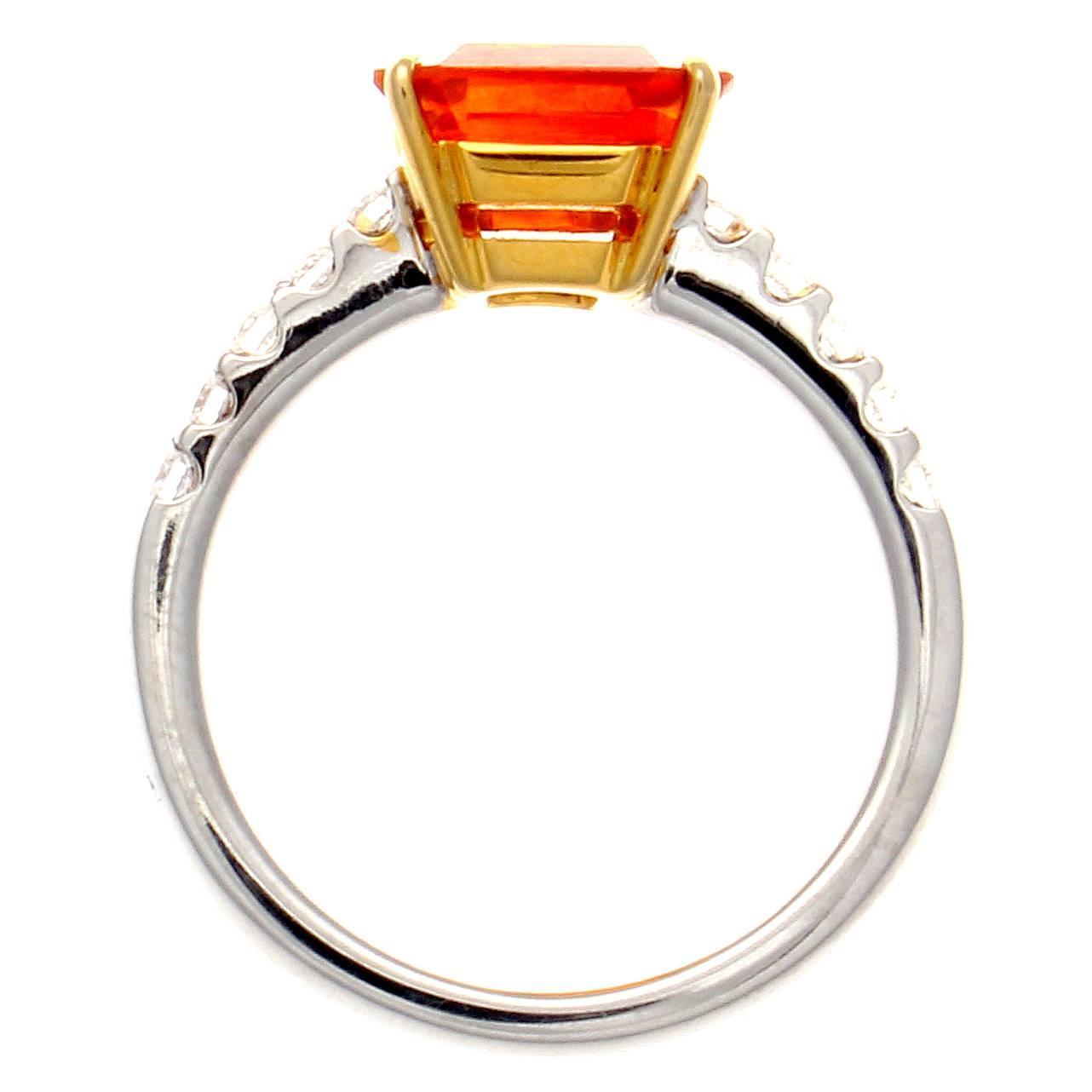 Natural 4.51 Carat Orange Sapphire Diamond Gold Engagement ...