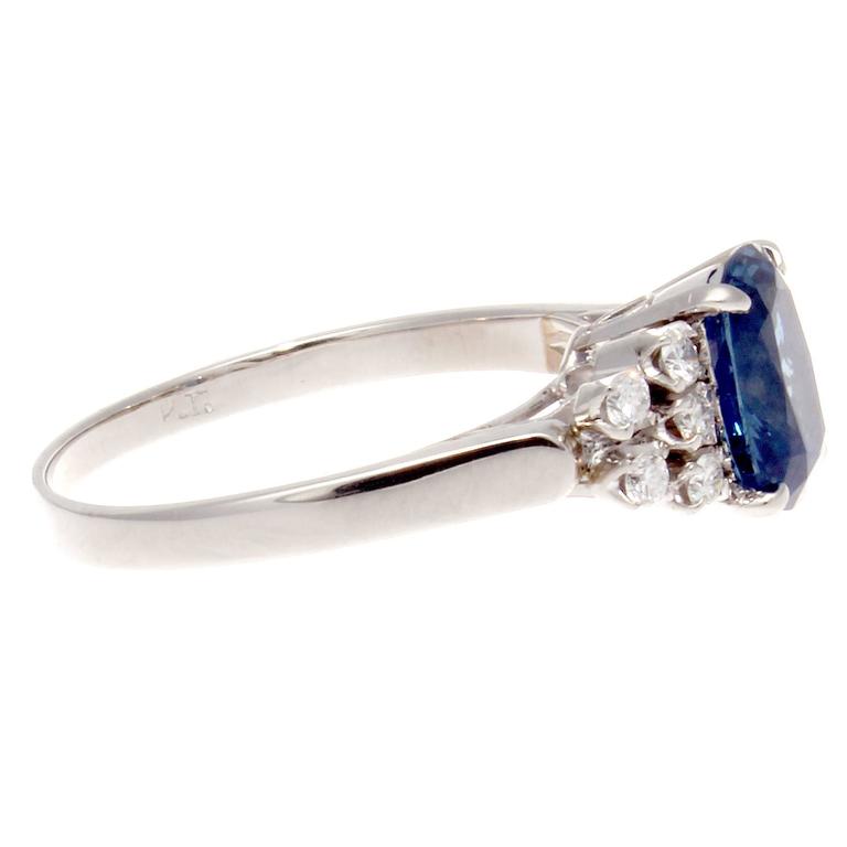 Sapphire Diamond Platinum Engagement Ring at 1stdibs