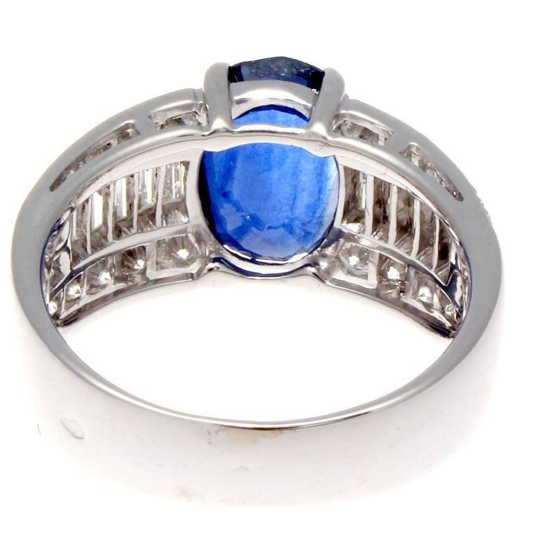 French 4.50 Carat Sapphire Diamond Gold Ring In Excellent Condition In Beverly Hills, CA