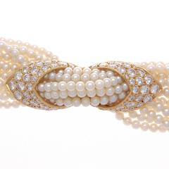 Superb Cartier Paris Seed Pearl Diamond Gold Bracelet