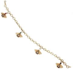 Cartier Emerald Ruby Sapphire Diamond Gold Bumble Bee Charm Bracelet