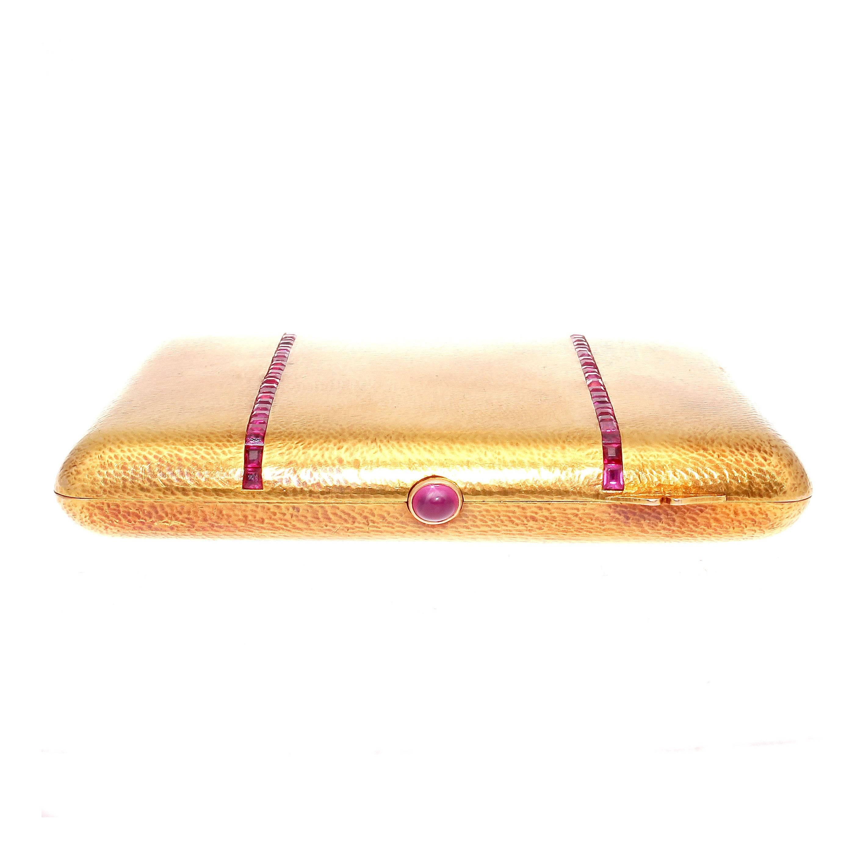 French Retro Ruby Gold Box In Excellent Condition In Beverly Hills, CA