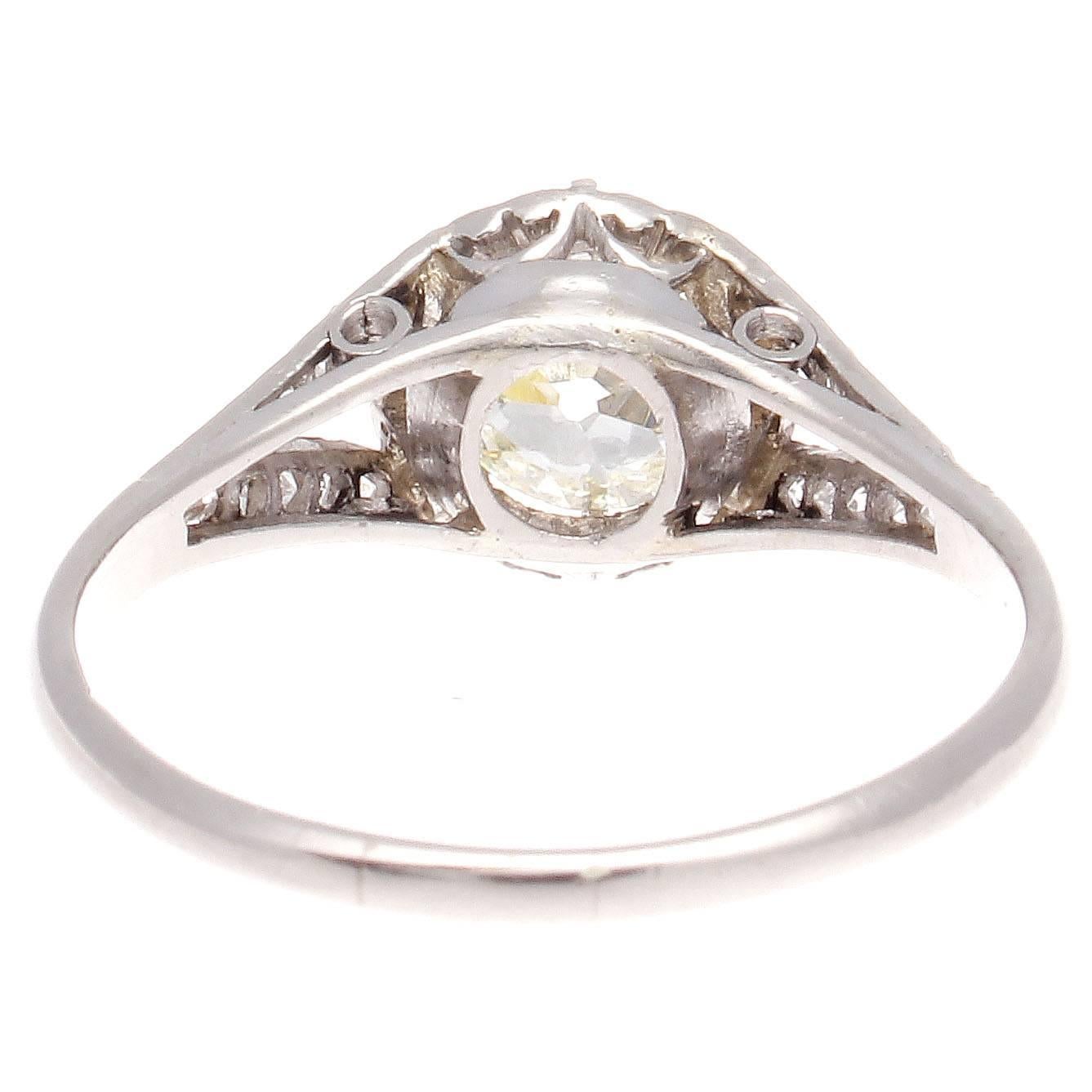 Women's Old European Cut Diamond Platinum Engagement Ring