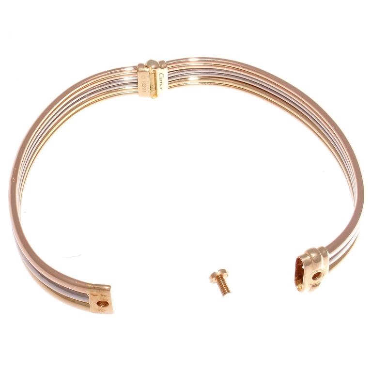 Cartier Exclusive Tricolor Gold Screw Bangle Bracelet at 1stDibs ...