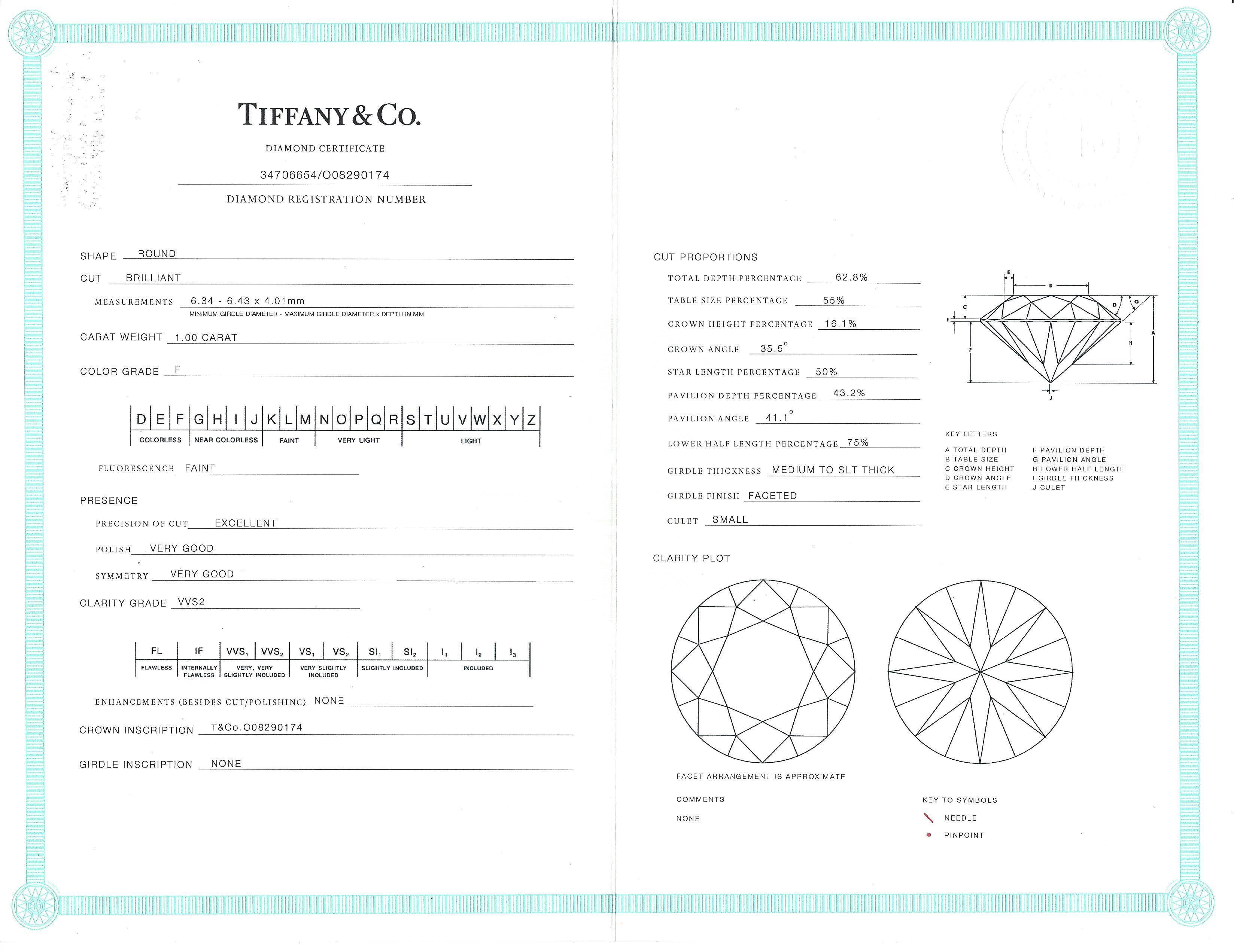 Tiffany & Co. Diamond Platinum Engagement Ring 1