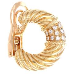 1960s Van Cleef & Arpels Diamond Gold Earrings
