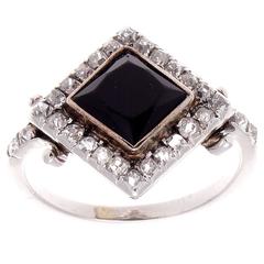 Onyx Diamond Platinum Ring