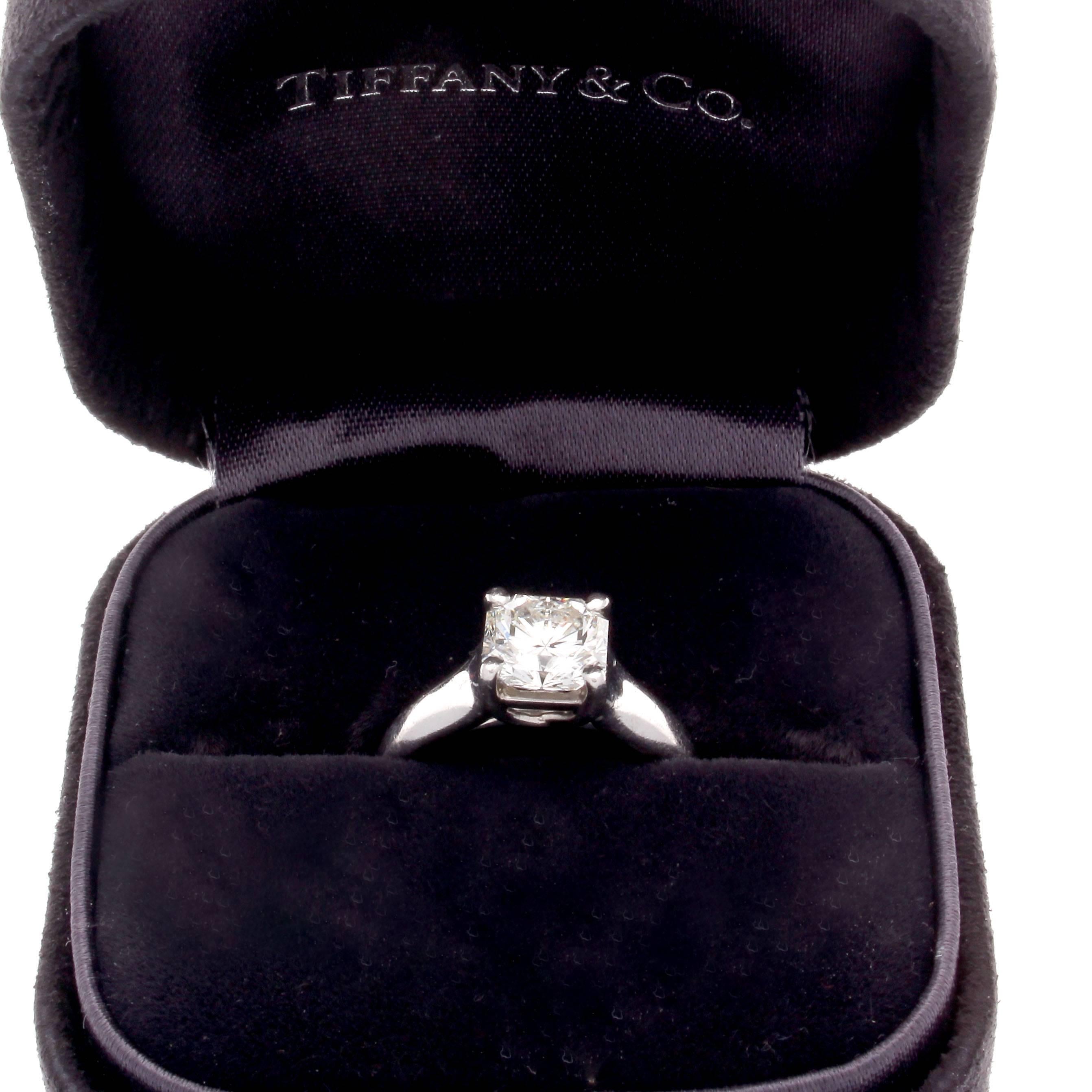 Tiffany Lucida Diamond Platinum Engagement Ring In Excellent Condition In Beverly Hills, CA