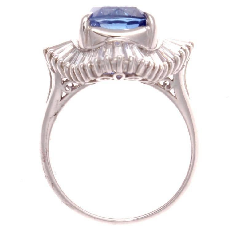 Women's 7 Carat Sapphire Diamond Platinum Ring