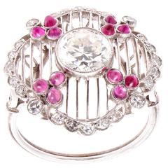 Ruby Diamond Platinum Engagement Ring
