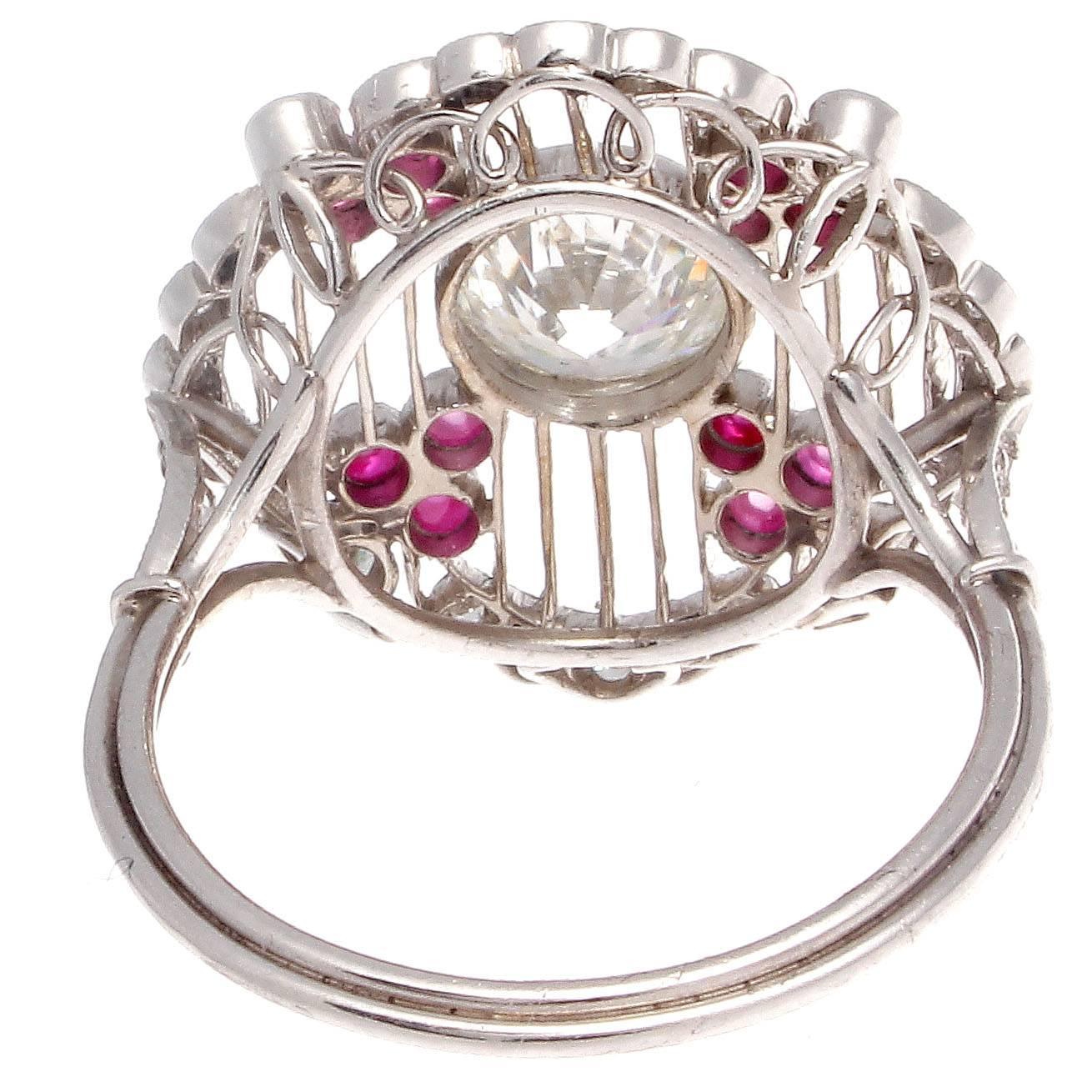 Women's Ruby Diamond Platinum Engagement Ring