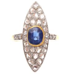French Antique Sapphire Diamond Gold Ring