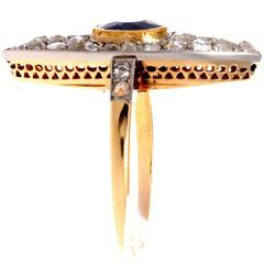 French Antique Sapphire Diamond Gold Ring