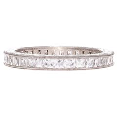 French Cut Filigree Platinum Wedding Band