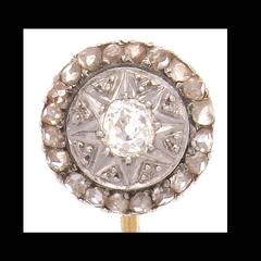 Antique Diamond Gold Platinum Stick Pin