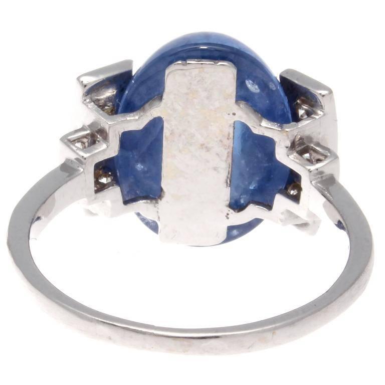 Women's or Men's French 17 Carat Sapphire Diamond Platinum Ring