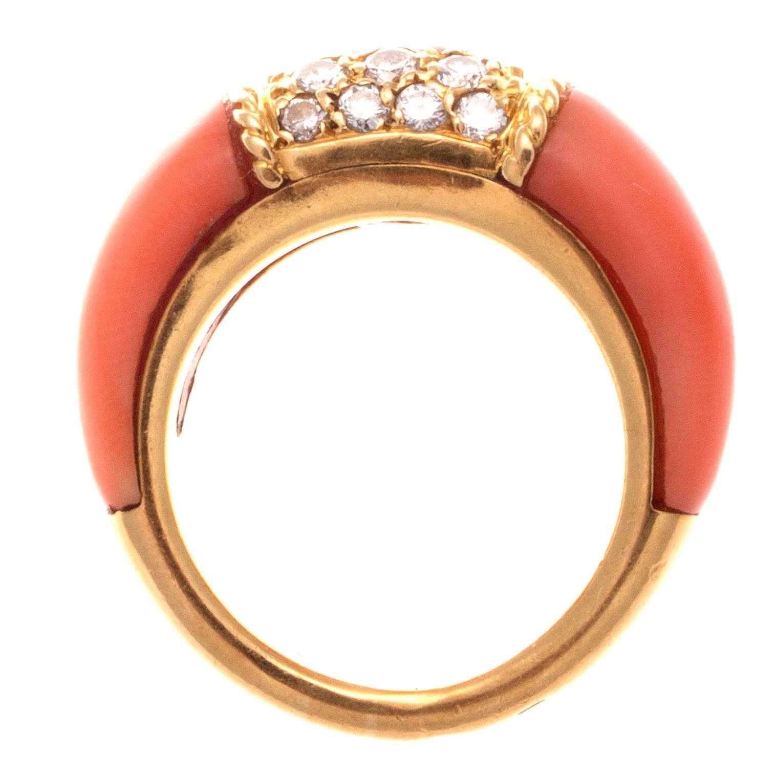 Women's or Men's Van Cleef & Arpels Coral Diamond Gold Philippine Ring