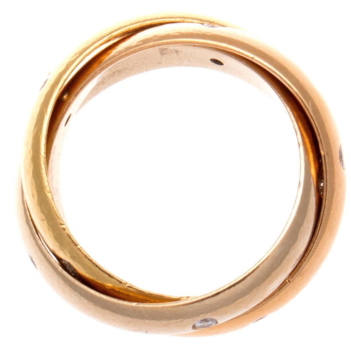 Modern Cartier Diamond Gold Trinity Ring
