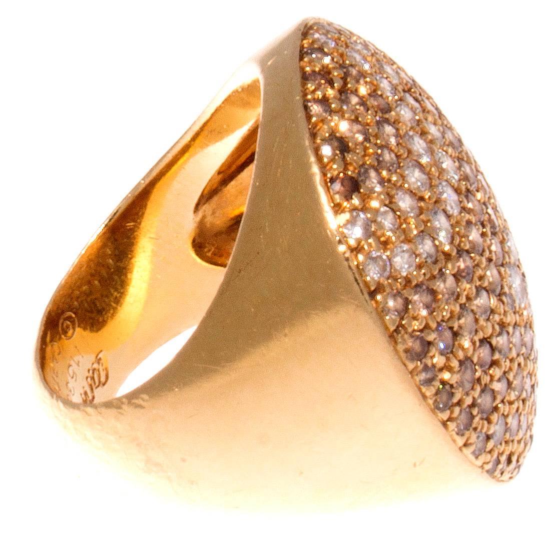 Modern Cartier Diamond Gold Bombe Ring