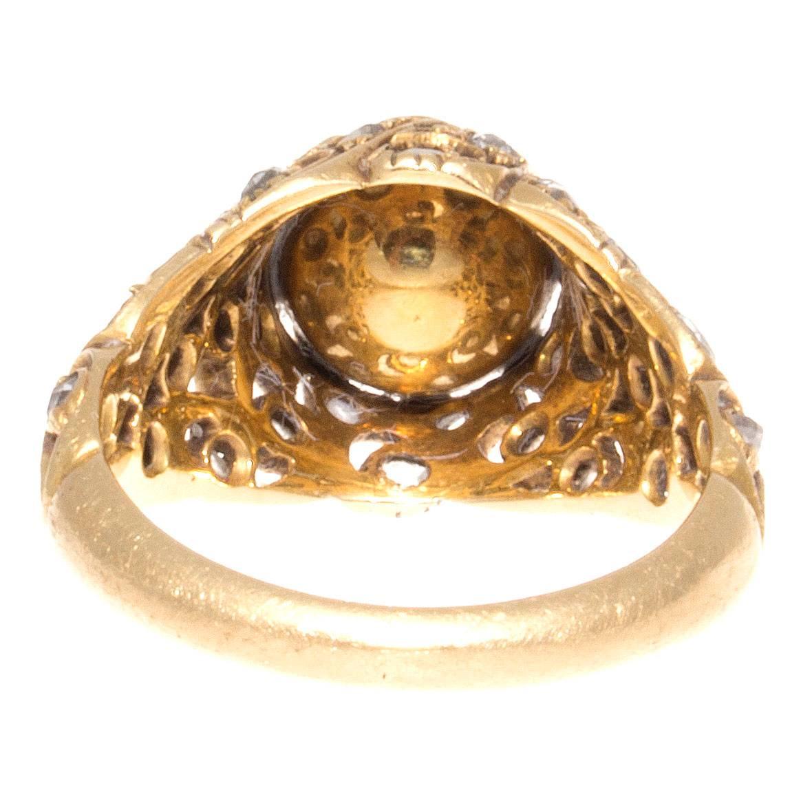 Women's Early Victorian Rose Cut Diamond Gold Ring