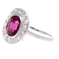 French Ruby Diamond Platinum Ring
