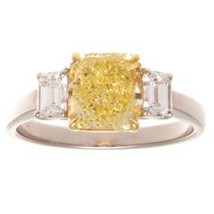 Fancy Yellow Diamond Platinum Ring 