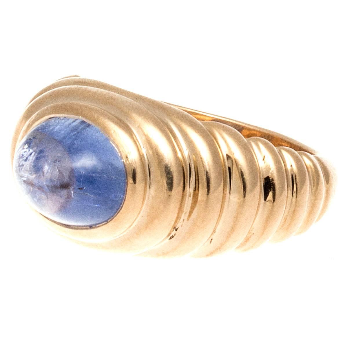 Modern Bulgari Sapphire Gold Ring