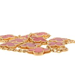 Van Cleef & Arpels Alhambra 10 Motif Carnelian Gold Necklace