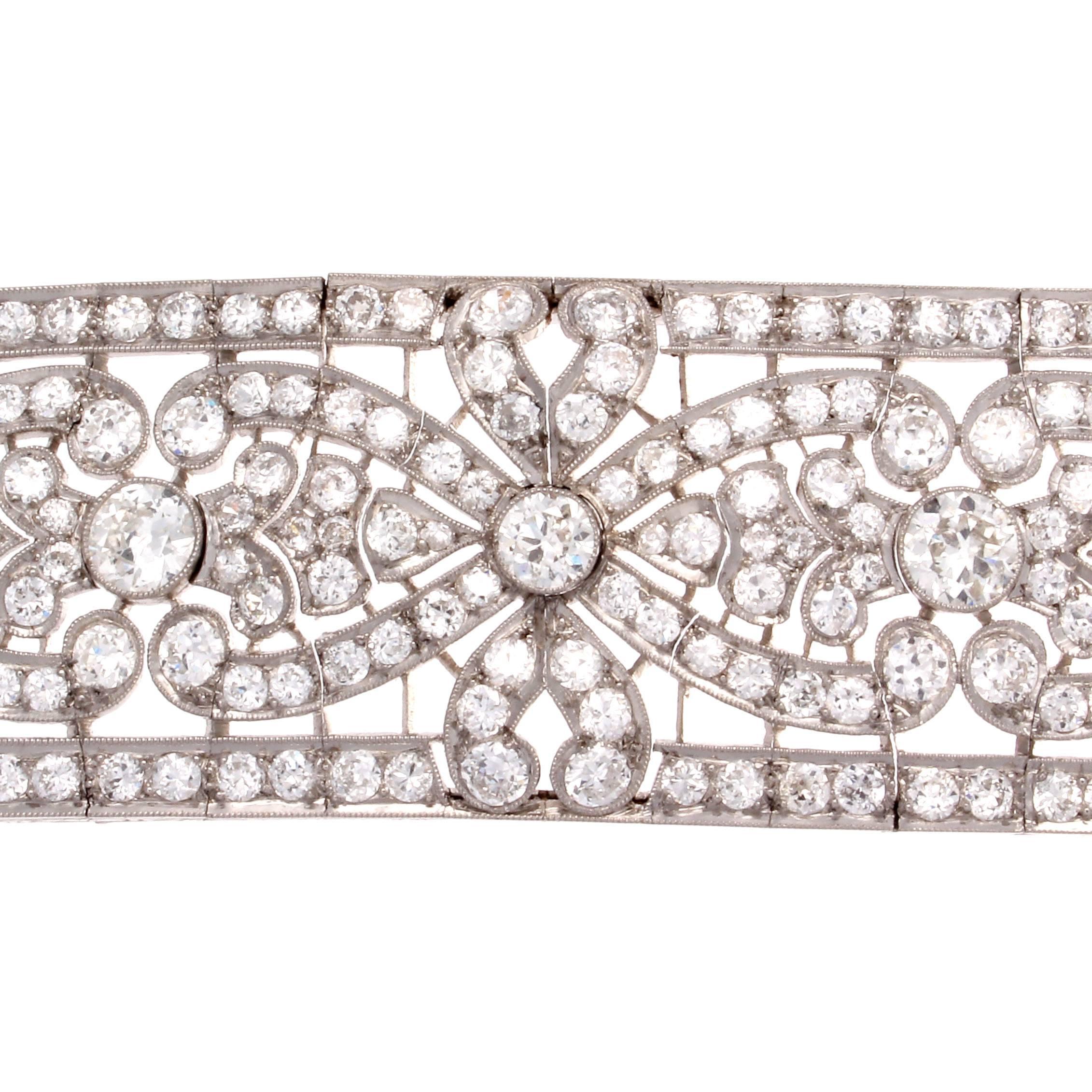 Mellerio Art Deco Diamond Platinum Bracelet In Excellent Condition In Beverly Hills, CA