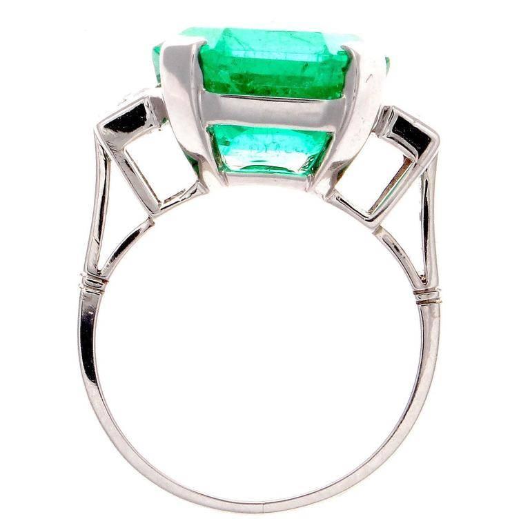 Important 10.03 Carat Colombian Emerald Diamond Platinum Ring 1