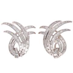 1950
s Diamond Platinum Earrings