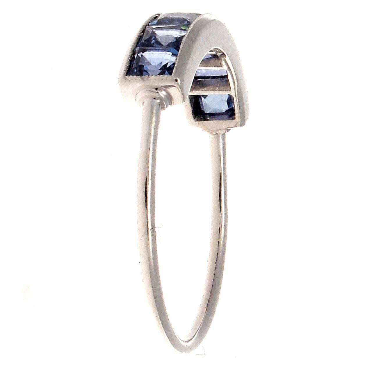 Art Deco Sapphire Platinum Ring In Excellent Condition In Beverly Hills, CA
