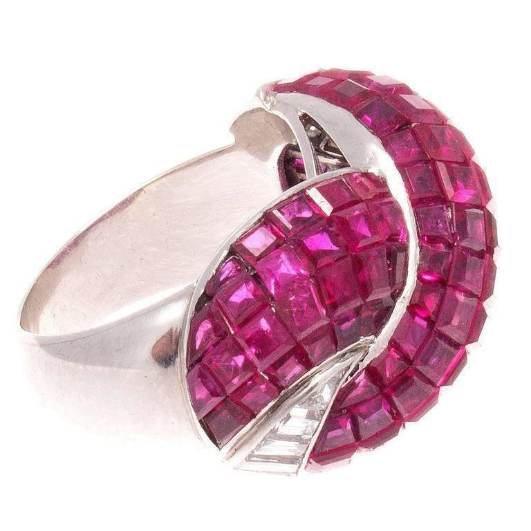 Spectacular Boucheron Mystery Set Ruby Platinum Ring In Excellent Condition In Beverly Hills, CA
