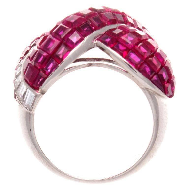 Women's Spectacular Boucheron Mystery Set Ruby Platinum Ring