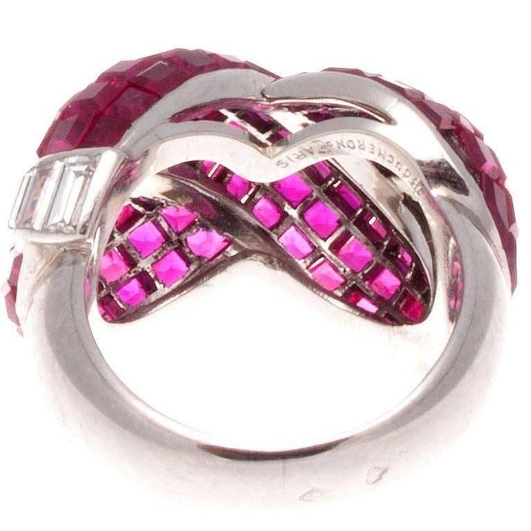 Spectacular Boucheron Mystery Set Ruby Platinum Ring 1