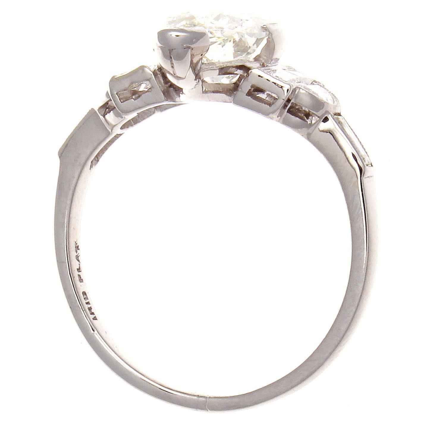Women's Art Deco 3.07 Carat GIA Marquise Diamond Platinum Engagement Ring