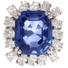 11.76 Carat AGL Ceylon Sapphire Diamond Platinum Ring
