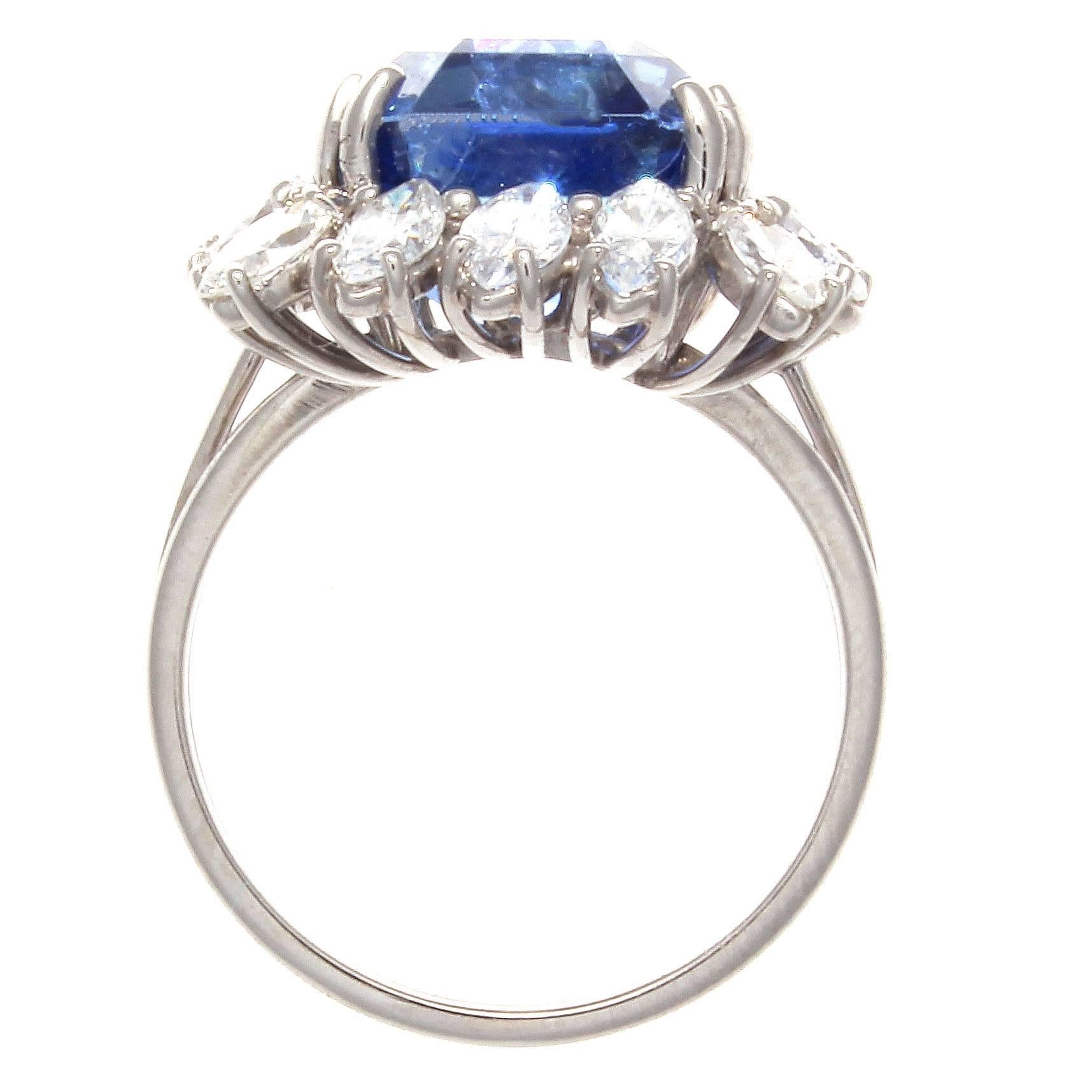 Women's 11.76 Carat AGL Ceylon Sapphire Diamond Platinum Ring