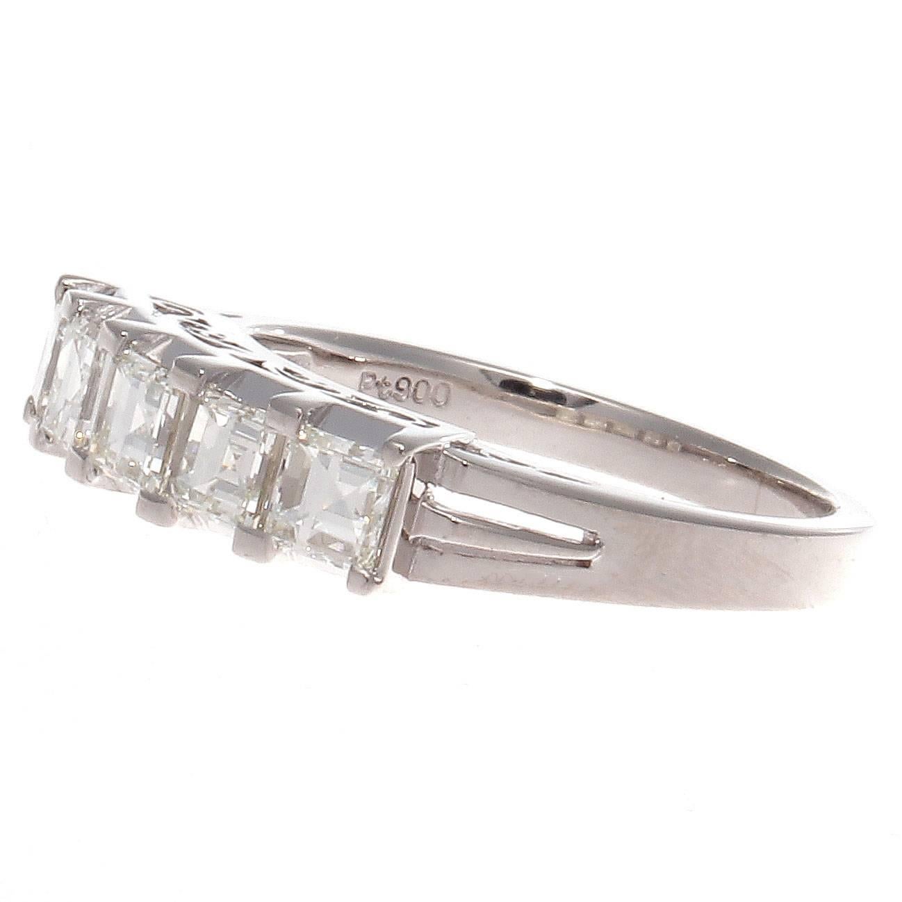 Modern Asscher Cut Diamond Platinum Ring
