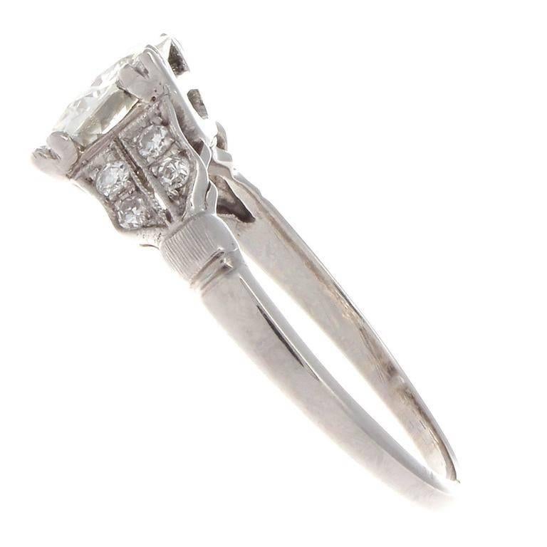 Art Deco GIA Diamond Platinum Engagement Ring In Excellent Condition In Beverly Hills, CA
