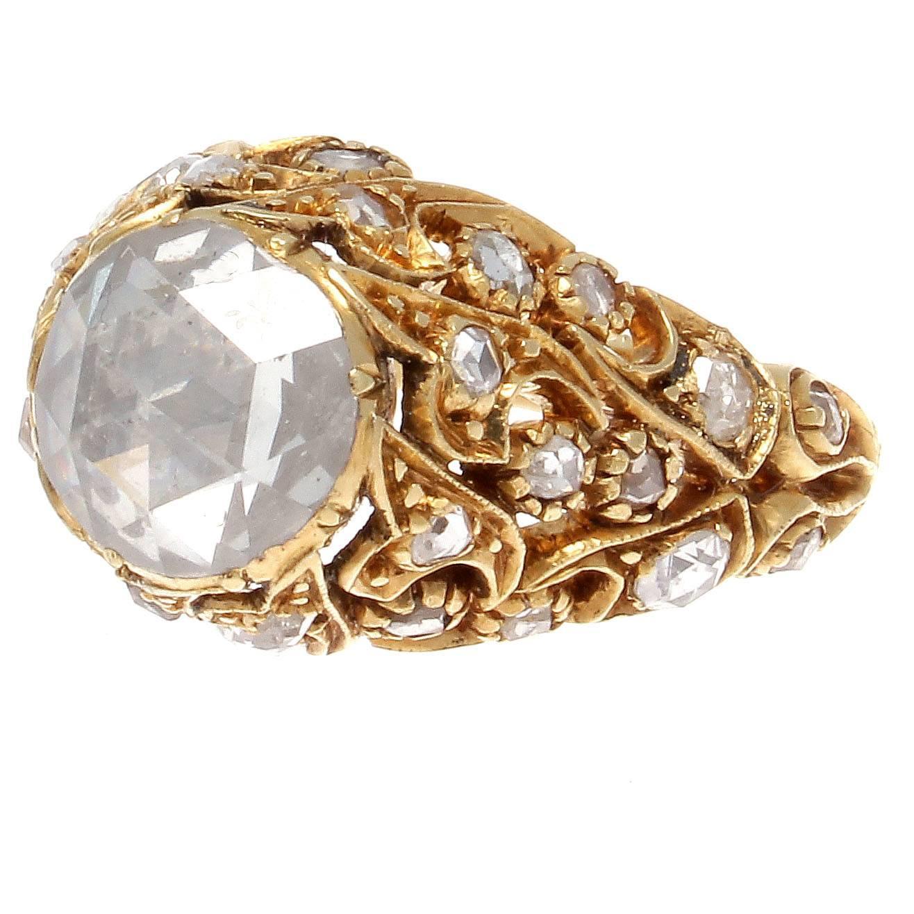  Turkish  Rose Cut Diamond Gold  Ring  For Sale at 1stdibs