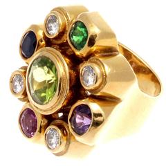 Colorful Gemstone Gold Ring