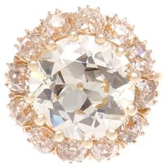 Antique 4.06 Carat Old European Cut Diamond Engagement Ring