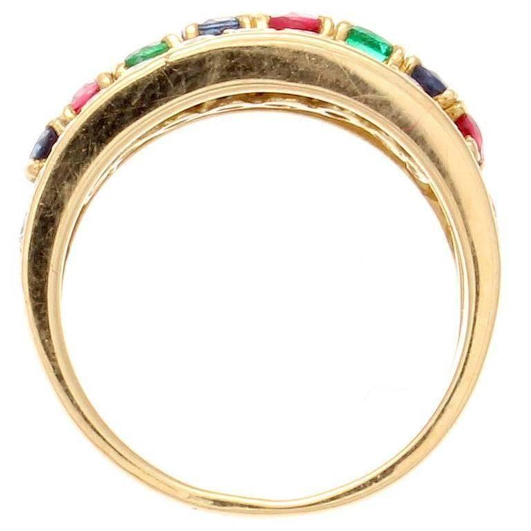 Van Cleef & Arpels Multicolored Gemstone Diamond Gold Ring In Excellent Condition In Beverly Hills, CA