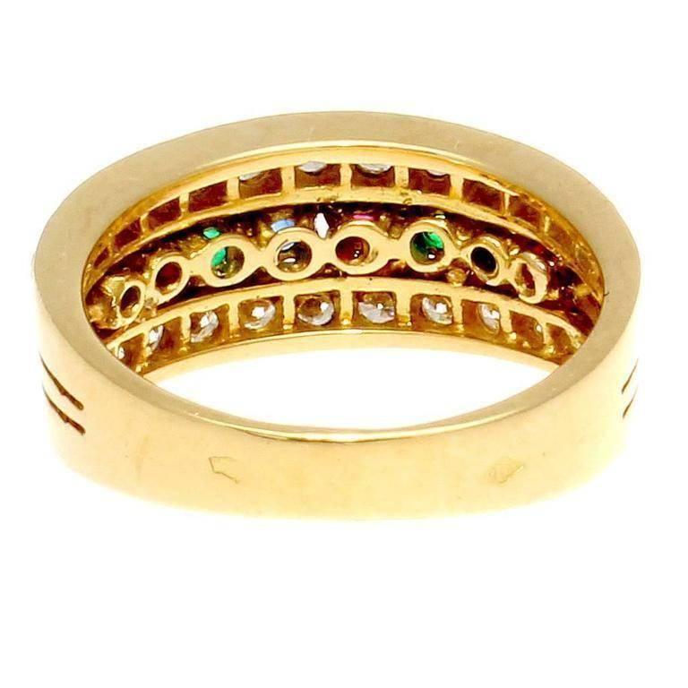Van Cleef & Arpels Multicolored Gemstone Diamond Gold Ring 1