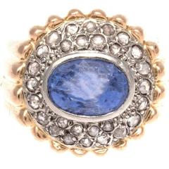 French Retro Sapphire Diamond Gold Ring