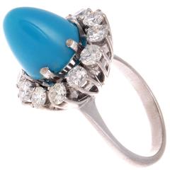 Turquoise Diamond Platinum Ring