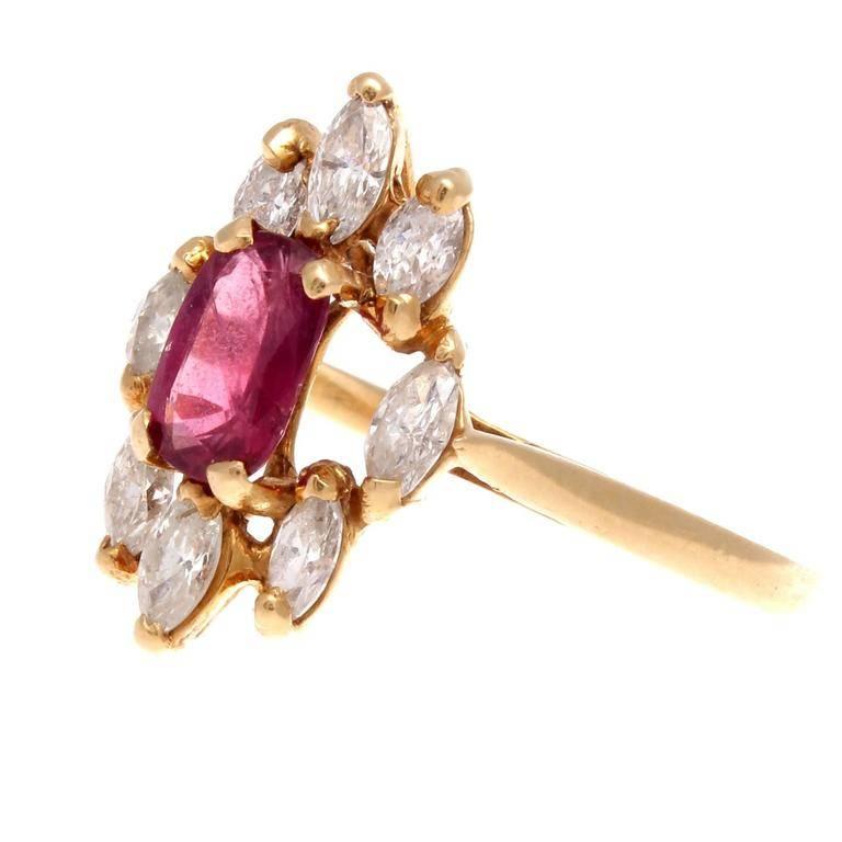 Belle Époque French Ruby Diamond Gold Ring